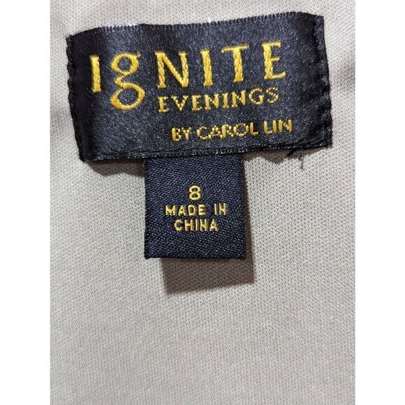 Ignite Evenings by Carol Lin Womens Iridescent Green Sequin Gown & Jacket 8 NWT - Picture 2 of 12